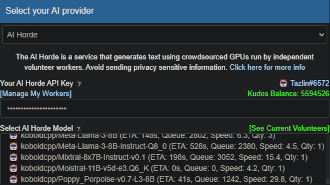 Screenshot of KoboldAI Lite